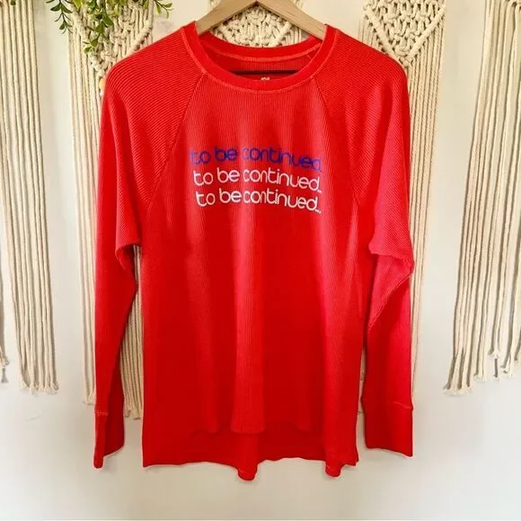 AERIE Real Soft Apres Ski Long Sleeve Thermal Tee To Be Continued Red Medium - Picture 1 of 12